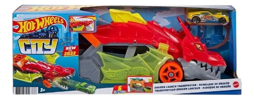 Pista De Carros Hot Wheels City Remolque De Dragón Dragão - Vermelho/cinza