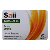 Saii Tadalafil Caja C/4 Tabletas De 20 Mg C/u Maver