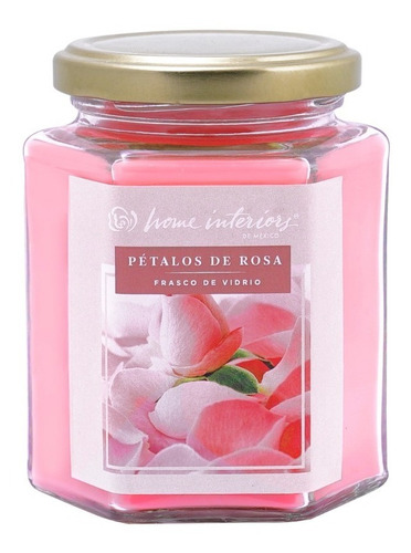 Vela Aroma Petalos De Rosa Frasco De Vidrio Home Interiors