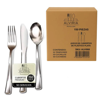 Alviria Set Cubiertos de Plástico Premium Reutilizables 150 Piezas | MercadoLibre
