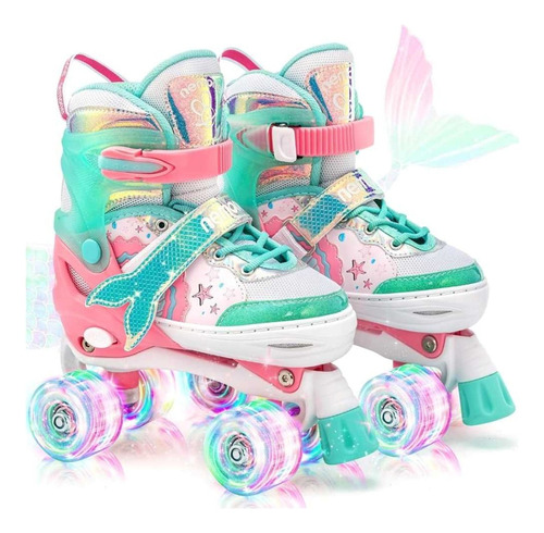 Patins 4 Rodas Infantil Ajustável Led Nas Rodas