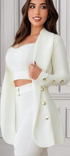 Conjunto Para Dama Set De 3 Piezas Saco Pantalón Y Top