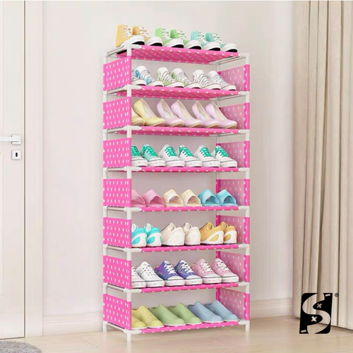 Zapatera Organizador Zapatos Mueble Rack 8 Niveles 24 Pares Color Rosa Chicle