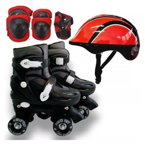 Patines Extensibles Scooter Artistico + Casco + Protecciones