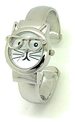 Reloj De Ra - Ladies Silly Kitty Cat Glasses Elegant Metal B