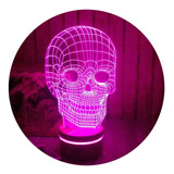 Lámpara Led Acrílico 3d Calavera. Luz De Noche