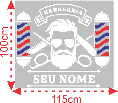 Adesivo Grande Barbearia Barbeiro Salão Porta Vidro Parede 