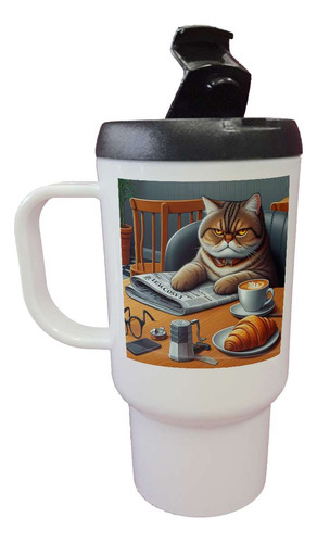 Jarro Termico Gato Enojado Taza Cafe Diario Desayuno