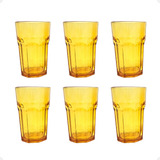 Jogo Copos Vidro Amarelo 6 Peças 310ml Super Diferente Moda