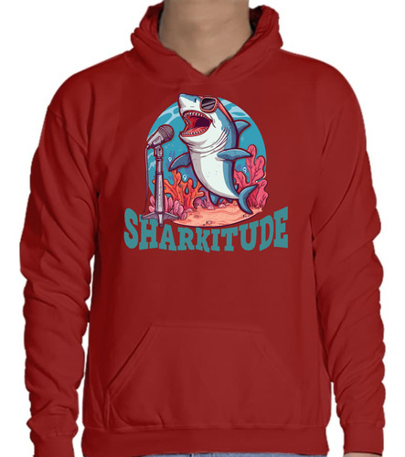 Sudadera Tiburón Cantando Con Actitud Sharkitude