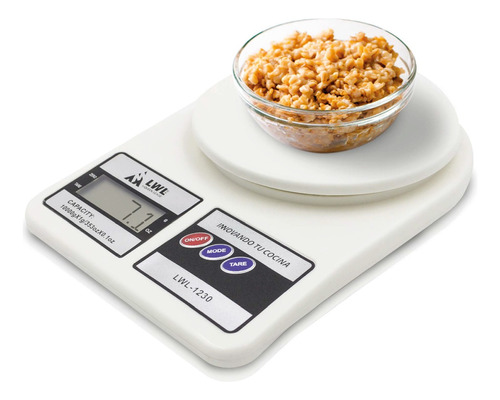 Báscula De Cocina Digital Pesa Hasta 10kg Blanca