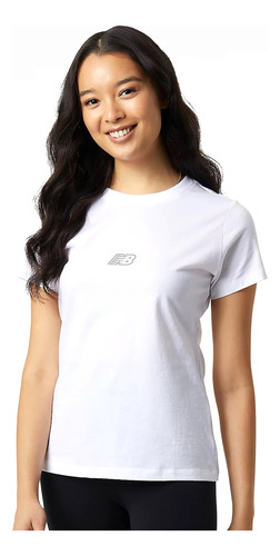 Remera New Balance Essentials Mujer Moda Blanco