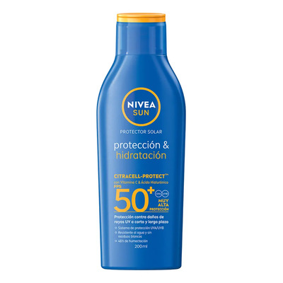 Protector Solar Corporal NIVEA SUN Protección E Hidratación Fps50+ 200Ml Con Vitamina C Y Ácido Hialurónico | MercadoLibre