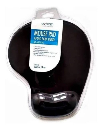 Mouse Pad Ergonômico C/ Apoio Punho Pulso Gel Silicone Exbom