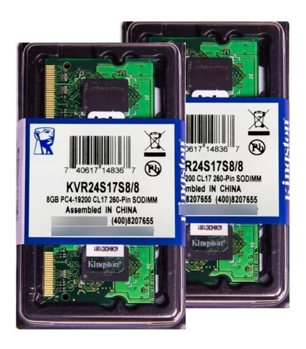 Memória Kingston Ddr4 8gb 2400 Mhz Notebook - Kit C/20 Unid