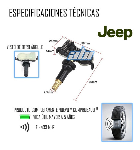 Sensor Tpms De Presin De Llanta Para Jeep Gc Dodge Chrysler Foto 2