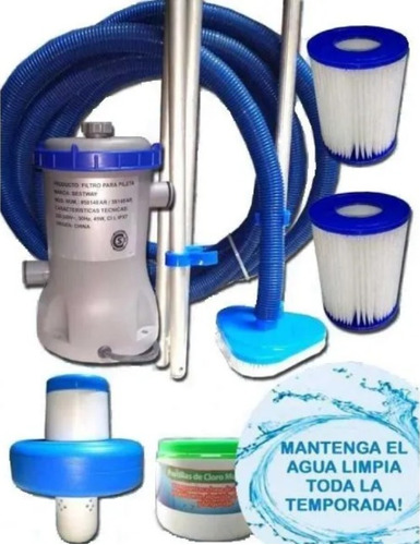 Kit Con Barrefondo Para Pileta De Lona H/8000 Lts+kit Verano