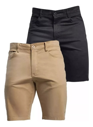 2 Bermudas De Gabardina Short Hombre Playa Comodo Algodon