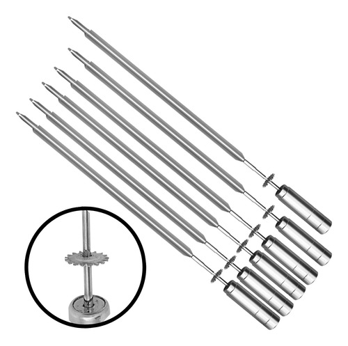 Conjunto Com 6 Espetos Espada Com Engrenagem Para Grill 