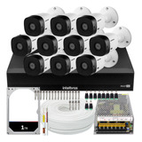 Kit Cftv Intelbras 10 Cameras Vhl 1220 B 1080p Dvr 16 Canais