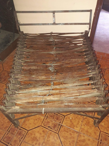 Catre Cama Tijera Hierro Respaldo Uso Ejercito 1890 Antiguo