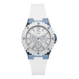 Reloj Guess W0149l6 Para Mujer De Silicona Blanco