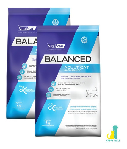 Vital Can Balanced Adult Cat 2 X 7.5 Kg + Happy Tails