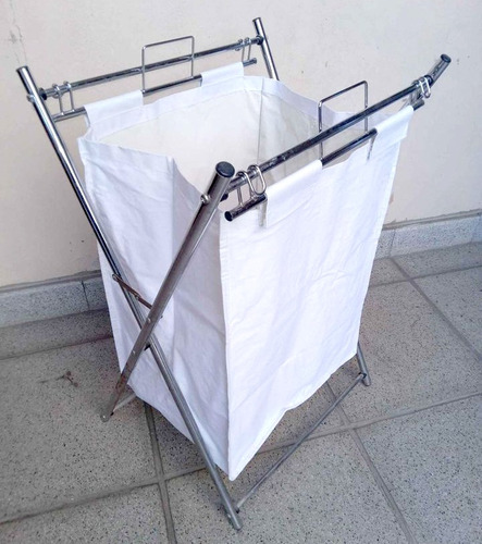Cesto Canasto Plegable Cromado Ropa Sucia Laundry