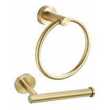 Set De 2 Accesorios Para Baño Dorado Cepillado Weiko -8g8qn