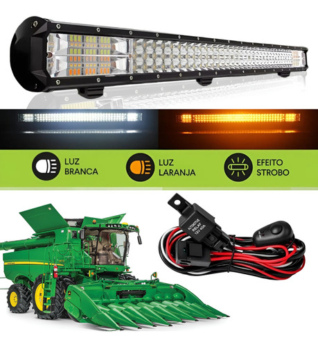 Barra De Led Automotivo 396w 70cm Off Road 4x4 Jeep Completa