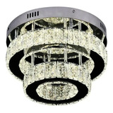 Lustre Cristal Com Led Redondo Dois Andares 3 Em 1