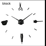 Reloj De Pared 3d 100x100cm Negro Estilo Peluquería 