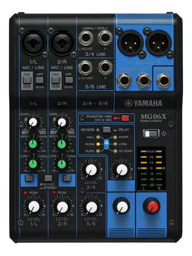 Mesa De Som Yamaha Mg06x 6 Canais Mixer Phantom Power Bivolt
