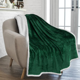 Manta Verde Esmeralda Abrigadora Suave Con Borrega 127x152cm