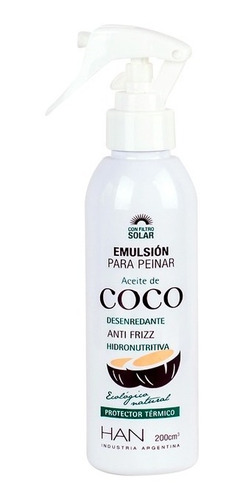 Emulsion Para Peinar Aceite De Coco 200cm3  Han Pelo