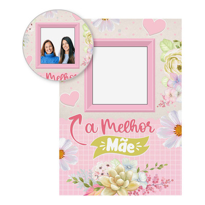 Painel Festa Retangular Interativo Dias Da Mães Floral Decoração 3d Em Tecido Sublimado 1,5x2,20 Vazado Pistache Decor