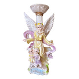 Figura Angel De La Guarda, Portavela, Figura De Resina 30cm