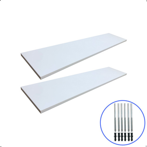 2 Prateleiras Mdf 90x20 Branco Quarto Sala Suporte Invisivel