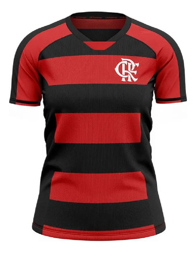 Camiseta Braziline Flamengo Dean Feminina - Preto E Vermelho
