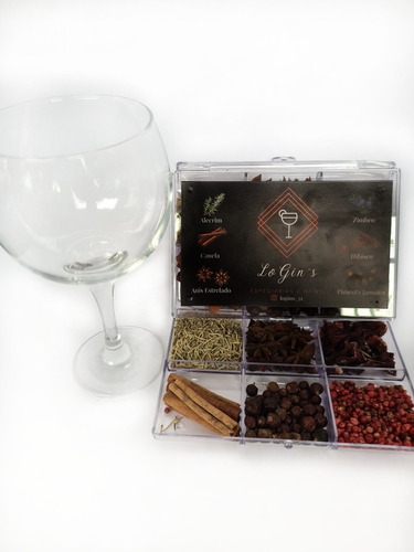 Kit - Box 6 Especiarias Gin Tônica + Taça De Vidro