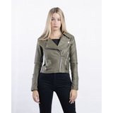 Campera Mujer Simil Eco Cuero Engomada Entallada Elastizada