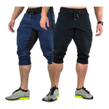 Kit 2 Bermudas Corsário Moletom Roupa Masculina Academia