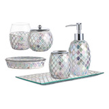 Kmwares Conjunto De Accesorios De Bano De Vidrio Mosaico Dec