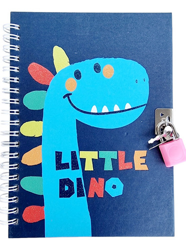 Diario Intimo Infantil Con Candado Llave 18x13cm Diseño Dino