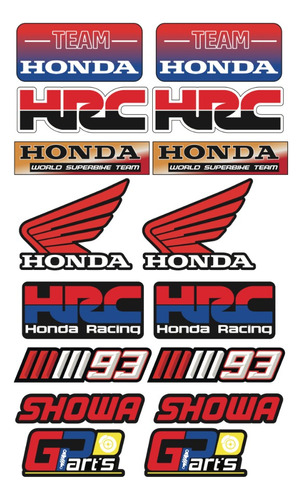 Set Stickers Con Resina Honda Personaliza Moto Y Equipo 07