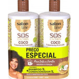 Kit Sos Cachos Coco Shampoo Cond Litrão Salon Line