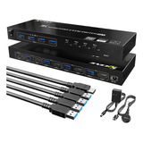 Conmutador Kvm Usb 3.0 De 4 Puertos Hdmi 4 En 1 Salida+4 Con