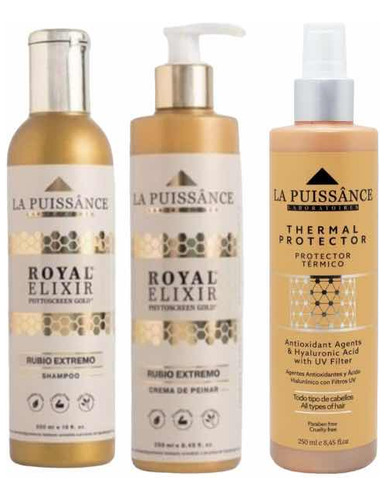 Kit Royal Elixir Shampoo+c.peinar+p. Térmico La Puissance
