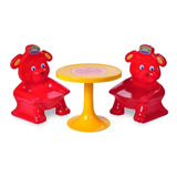 Juego De Mesa Rondi Para Niños 2 Sillas Osito Plastico