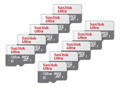Kit 10 Cartão Memória Micro Sd Sandisk 128gb Classe 10 Ultra